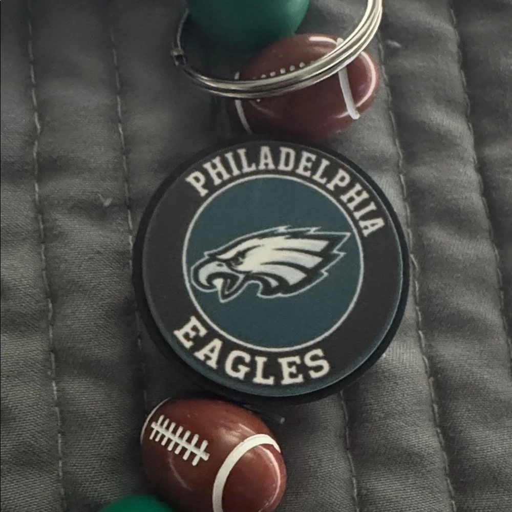 Philadelphia Eagles Football Stretchy Silicone Bracelet Wristlet Mama Keychain